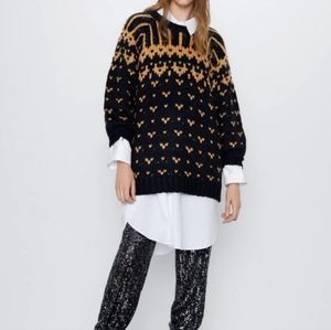 Zara Limited Edition beaded Fair Isle Sweater NEW WITH TAGS